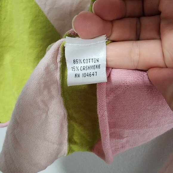 Talbots Sweater Cardigan Cashmere Blend Size Medium Chevron Print Preppy - Picture 4 of 5